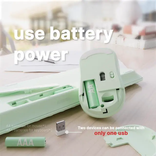 Alt view image 5 of 5 - FCPLU x UBOTIE Wireless Keyboard and Mouse Combo with 110 Round Keycaps, Power Switch, and Scissor-Switch Typing Feel  Ideal for Office Use(Cyan)