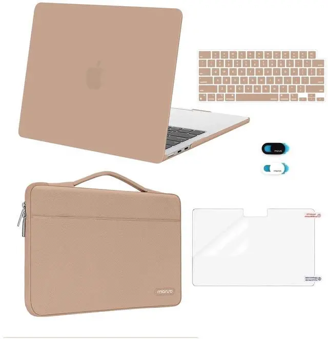 Main image of MOSISO Compatible with MacBook Air 13 inch Case 2025 2024 2023 2022 M4 A3240 M3 A3113 M2 A2681, Hard Shell&Sleeve Bag&Keyboard Skin&Webcam Cover&Screen Film for MacBook Air 13.6 inch, Bronze Brown