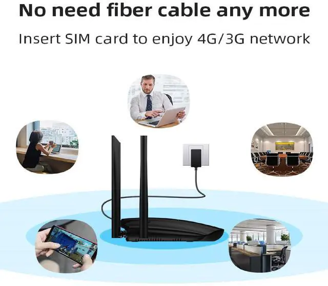 Alt view image 5 of 5 - Unlocked Modem Router with SIM Card Slot, 300Mbps 4G LTE Cellular Router, WiFi Mobile Hotspot Device, Work with AT&T and T-Mobile, FDD DDNS VPN Cloudflare Plug and Play