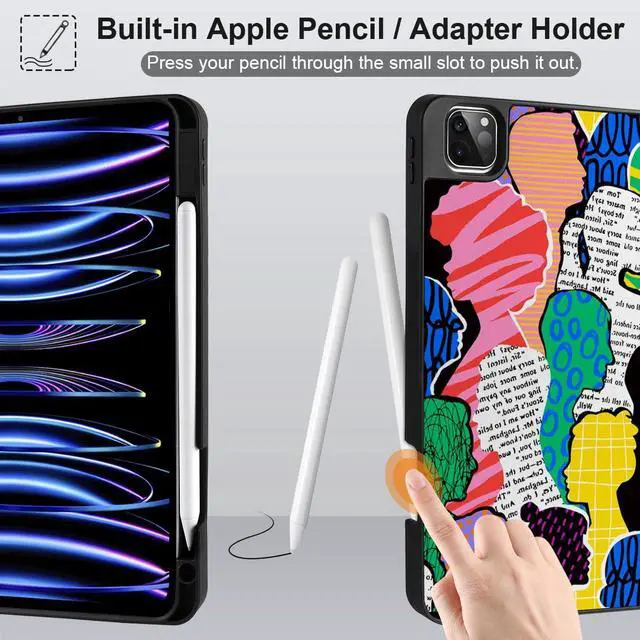 Alt view image 3 of 5 - MEEgoodo Case for iPad Pro 12.9 Case M2 6th/5th/4th/3rd Generation 2022 2021 2020 2018, Protective Tablet Cover with Soft Back Shell for Kids, Diverse People Abstract Art