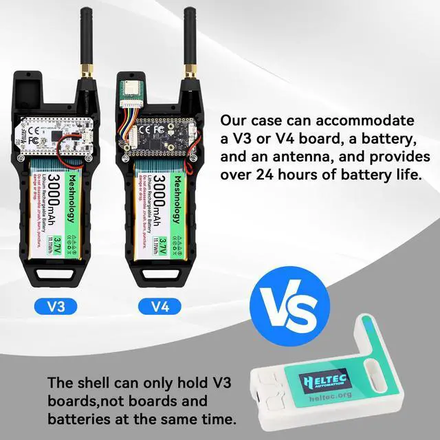 Alt view image 3 of 5 - 1Pcs ESP32 LoRa V4 Development Board +GPS Version +3000mAh Battery + Case Carrying ESP32-S3R2 SX1262 With 915 MHz Antenna WiFi Bluetooth 0.96 OLED LoRa V4 Devices for Ar duino LoRawan IOT (N39,Balck)