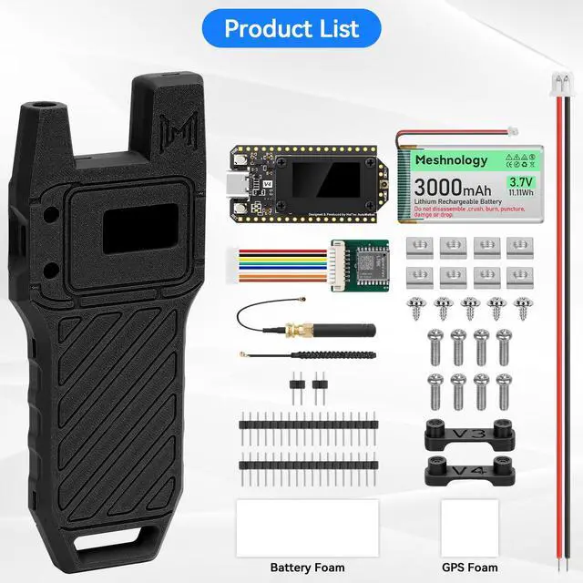 Alt view image 2 of 5 - 1Pcs ESP32 LoRa V4 Development Board +GPS Version +3000mAh Battery + Case Carrying ESP32-S3R2 SX1262 With 915 MHz Antenna WiFi Bluetooth 0.96 OLED LoRa V4 Devices for Ar duino LoRawan IOT (N39,Balck)