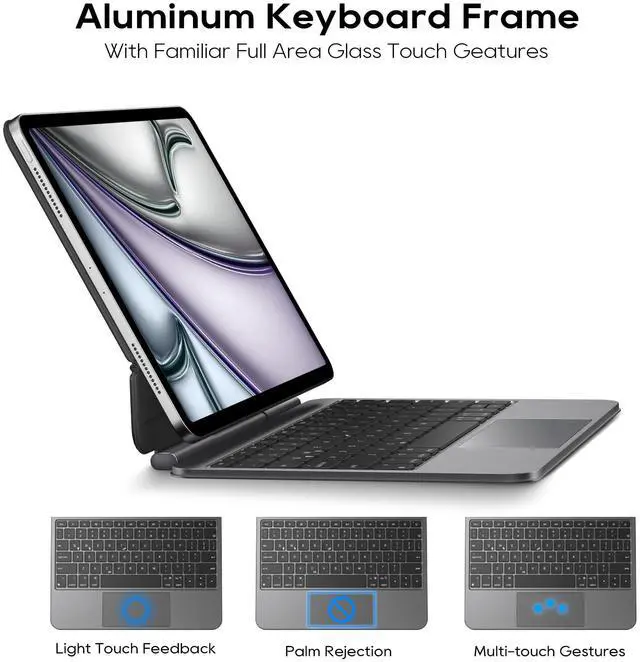 Alt view image 3 of 5 - edaiser Magic Keyboard Case for Apple iPad Pro 11-inch M4 2024: Wireless Aluminum Alloy Keyboard with Multi-Touch Trackpad RGB Backlit
