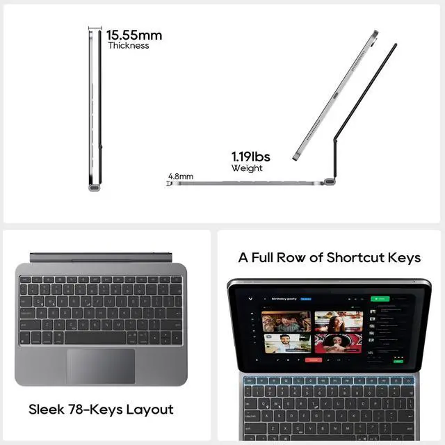 Alt view image 4 of 5 - edaiser Magic Keyboard Case for Apple iPad Pro 11-inch M4 2024: Wireless Aluminum Alloy Keyboard with Multi-Touch Trackpad RGB Backlit