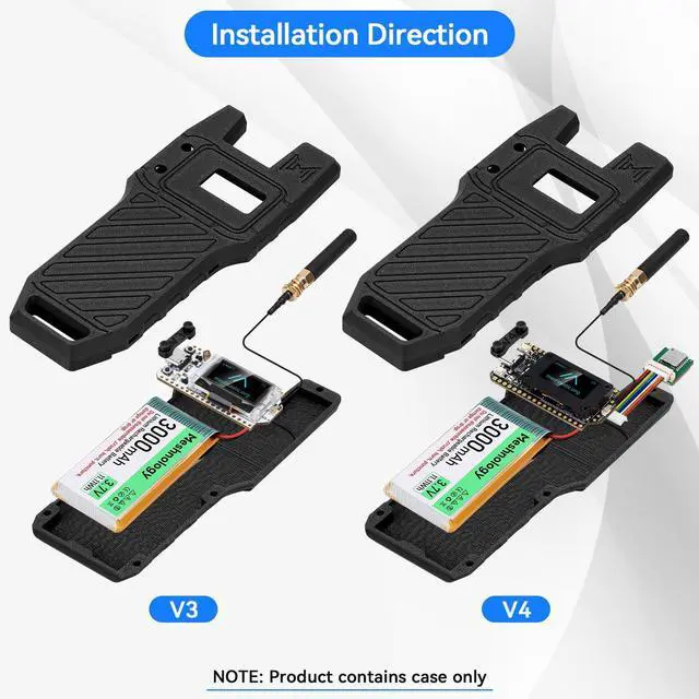 Alt view image 4 of 5 - 1Pcs ESP32 LoRa V4 Development Board +GPS Version +3000mAh Battery + Case Carrying ESP32-S3R2 SX1262 With 915 MHz Antenna WiFi Bluetooth 0.96 OLED LoRa V4 Devices for Ar duino LoRawan IOT (N39,Balck)