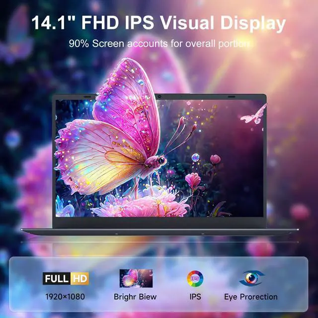 Alt view image 3 of 5 - BLUEING Laptop Computer, 8GB RAM 512GB SSD, Laptop with N4020 Processor(Up to 2.8GHz), 14-Inch 1080P FHD IPS Display, Win11 Pro, Long Battery Life, HDMI, Laptops