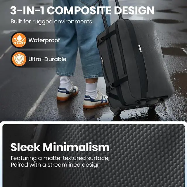 Alt view image 5 of 5 - Fanwoli Vacuum Rolling Travel Backpack, Carry On Luggage with TSA Lock & Anti Theft Zipper, 70L Expandable Airback with Compression Pump, Waterproof Laptop Bag Ideal for Flight & Business