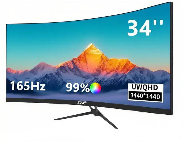 Alt view image 2 of 5 - 34 Inch Curved Gaming Monitor/WQHD Ultrawide Monitor - Immersive Gaming Experience with 165Hz Refresh Rate, VA Panel, and AMD FreeSync Premium | HDR10 | 99% sRGB | 3440x1440/PBP Mode