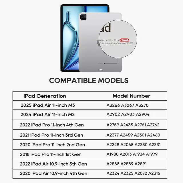 Alt view image 5 of 5 - edaiser Detachable Keyboard Case for Apple iPad Air 11-inch (M3-M2) 2025 & iPad Air 5/4th Gen & iPad Pro 11 inch (4th-1st): Wireless Backlit Keyboard with Trackpad, Magnetic Protective Cover