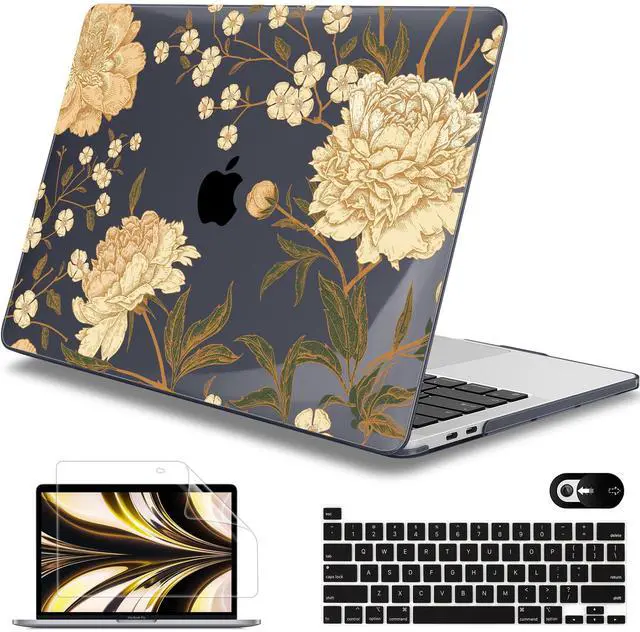 Main image of Mektron for MacBook Pro 13-inch Case 2022 2021 2020 Release A2338 M2 M1 A2289 A2251, Printed Plastic Hard Shell Cover for New MacBook Pro 13.3-inch Touch Bar Fits Touch IDPeony Flowers C186