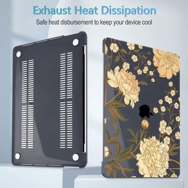 Alt view image 4 of 5 - Mektron for MacBook Pro 13-inch Case 2022 2021 2020 Release A2338 M2 M1 A2289 A2251, Printed Plastic Hard Shell Cover for New MacBook Pro 13.3-inch Touch Bar Fits Touch IDPeony Flowers C186