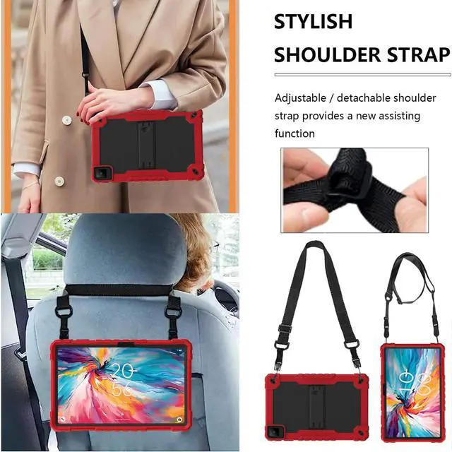 Alt view image 4 of 5 - Doemoil for TCL TAB 10 NXTPAPER 5G 10.4 Inch Tablet Case Shockproof Silicone Protective Cover with Screen Protector for TCL TAB 10 NXTPAPER 5G 10.4 Inch Model 9199S Tablet (Red/Black/1 PC)