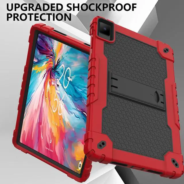 Alt view image 5 of 5 - Doemoil for TCL TAB 10 NXTPAPER 5G 10.4 Inch Tablet Case Shockproof Silicone Protective Cover with Screen Protector for TCL TAB 10 NXTPAPER 5G 10.4 Inch Model 9199S Tablet (Red/Black/1 PC)