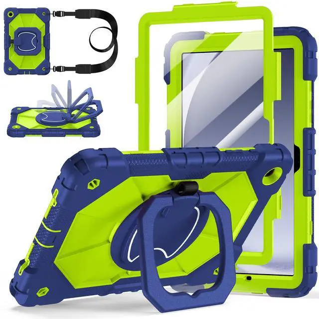 Main image of Case for Samsung Galaxy Tab A9 Plus 11 Inch 2023, Ubearkk Rugged Case for Samsung Galaxy A9+ Tablet SM-X210/X216/X218 with Screen Protector 360 Rotating Stand Shoulder Strap Pen Holder, Navy Green