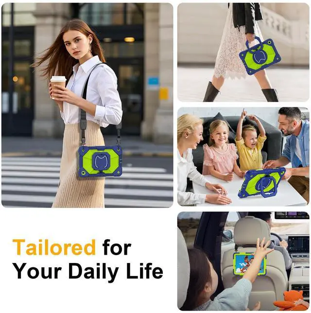 Alt view image 5 of 5 - Case for Samsung Galaxy Tab A9 Plus 11 Inch 2023, Ubearkk Rugged Case for Samsung Galaxy A9+ Tablet SM-X210/X216/X218 with Screen Protector 360 Rotating Stand Shoulder Strap Pen Holder, Navy Green