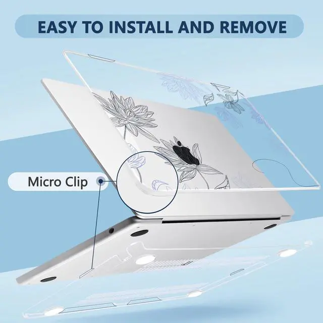 Alt view image 3 of 5 - MecBevia Compatible with MacBook Air 13.6 inch Case, M4 A3240/M3 A3113/M2 A2681 (Released 2025 to 2022), Hard Shell, Keyboard Cover, Screen Protector, Webcam Cover & Type-C Adapter, Simple Floral