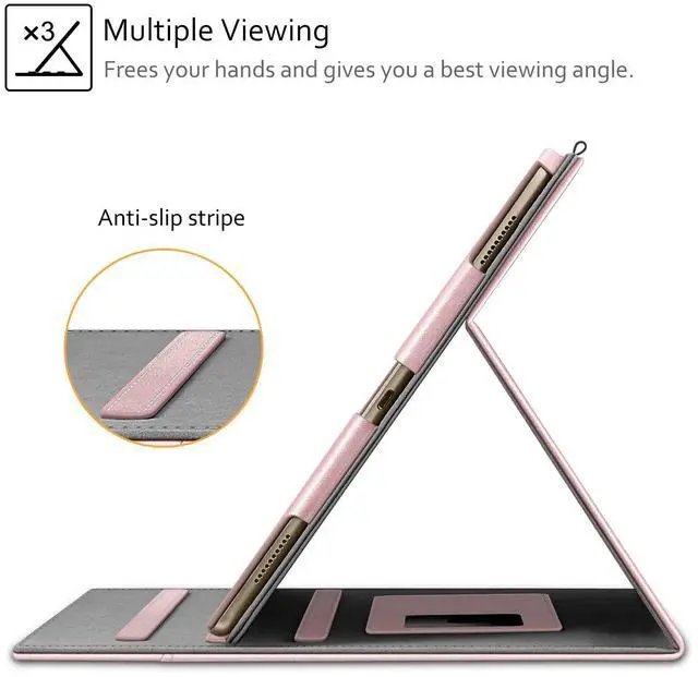 Alt view image 4 of 5 - Fintie Multi-Angle Case, 2017/2015 iPad Pro 12.9 inch (Old Model) 1st & 2nd Gen Case - [Corner Protection] Folio Stand Cover with Pencil Holder & Pocket, Auto Wake/Sleep, Rose Gold