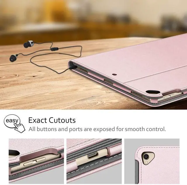 Alt view image 5 of 5 - Fintie Multi-Angle Case, 2017/2015 iPad Pro 12.9 inch (Old Model) 1st & 2nd Gen Case - [Corner Protection] Folio Stand Cover with Pencil Holder & Pocket, Auto Wake/Sleep, Rose Gold