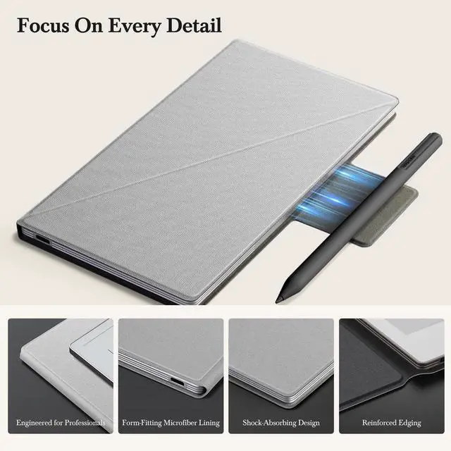 Alt view image 5 of 5 - Case for Remarkable Paper Pro Move 7.3" with Multi-Angle Stand, 1:1 Fit Smart Folio Cover with Auto Wake/Sleep | Premium Mosaic Weave Cover | Microfiber Lining | Strong Magnet(Z-Grayish White)