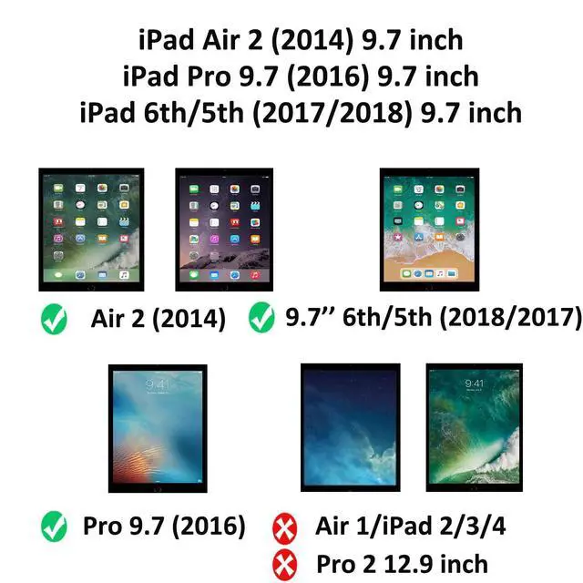 Alt view image 2 of 5 - HXCASEAC Shockproof Case for iPad 6th/5th Generation, Air 2 / Pro 9.7 inch Case with Screen Protector, Built-in Stand, Durable, Protective Cover for iPad 2018/2017/2016/2014 - Blue