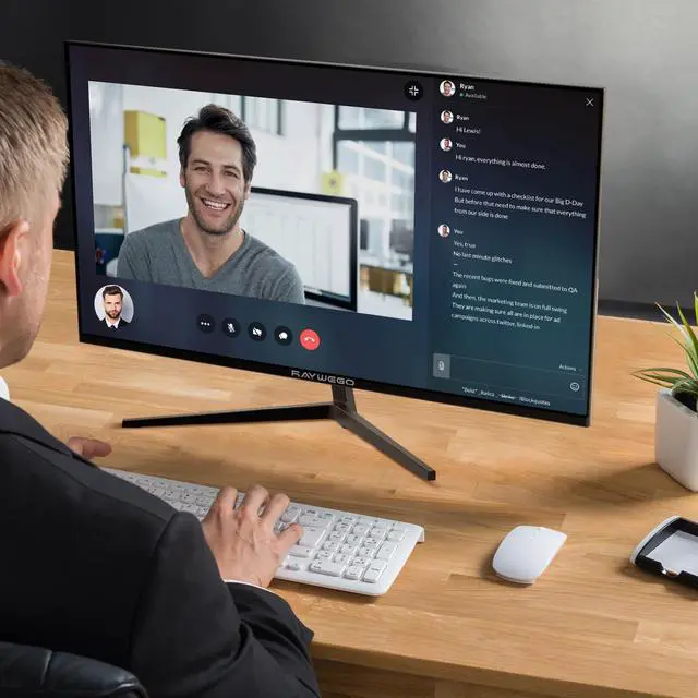 Alt view image 3 of 5 - Raywego 24 inch Gaming Monitor 100Hz Computer Monitor Built-in Speakers Full HD 1920 x 1080P with HDMI DP Interface Eye Care Frameless with 3-Side Virtually Borderless Design VESA100 x 100mm