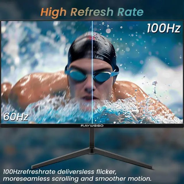 Alt view image 4 of 5 - Raywego 24 inch Gaming Monitor 100Hz Computer Monitor Built-in Speakers Full HD 1920 x 1080P with HDMI DP Interface Eye Care Frameless with 3-Side Virtually Borderless Design VESA100 x 100mm