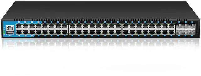 Main image of keepLiNK 48 Port Gigabit PoE Switch Managed, with 48 PoE+ Ports @400W, 6 10G SFP Slots, IPv6 Static Routing, Desktop or Rackmount