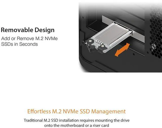 Alt view image 5 of 5 - Removable PCIe 5.0 x4 to M.2 NVMe Gen5 SSD 128 Gbps Mobile Rack Enclosure / Adapter for PCIe x4/x8/x16 Expansion Slot - ExpressSlot Elite MB840M5P-B