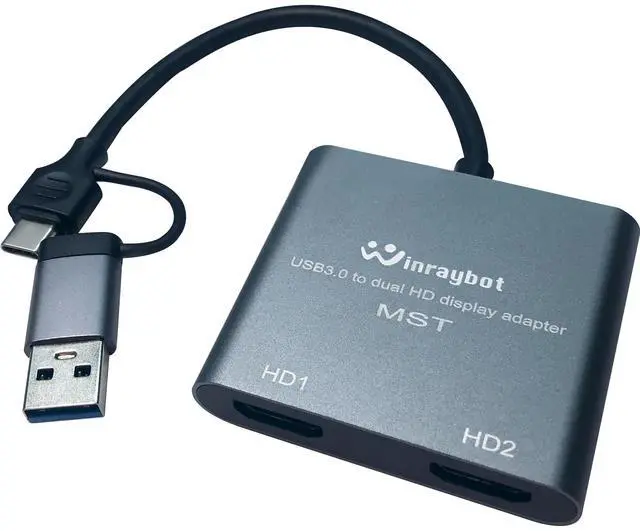 Main image of USB to Dual HDMI Adapter, Type C to HDMI Splitter 1080@60Hz for 2 Monitors, USB 3.0 to 2 HD Display Support Mac / Windows / Dual HD Extender - External Video & Graphics Card Adapter
