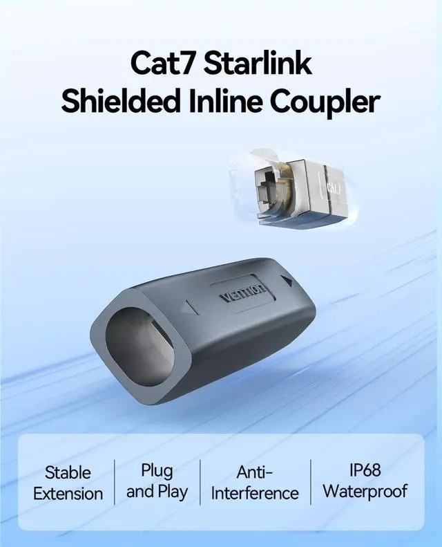 Alt view image 2 of 5 - VENTION starlink Cable Coupler for Starlink Gen 3, IP68 Waterproof Connector,Extension to RJ45 Cable Compatible for Starlink Ethernet Adapter Gen 3/Mini Dish and Router,Support Cat6 Cable-2PCS