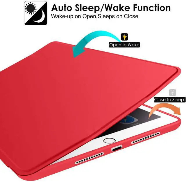 Alt view image 3 of 5 - DuraSafe Cases for iPad Air 4th Air 5th Air 6th Air 11 Gen [Air 4 2020 Air 5 2022 Air 6 2024 ] A2588 A2316 MM6R3LL/A MM6T3LL/A MYHX2LL/A MYJ22LL/A Trifold Soft Shock Proof Magnetic Flip Case - Red