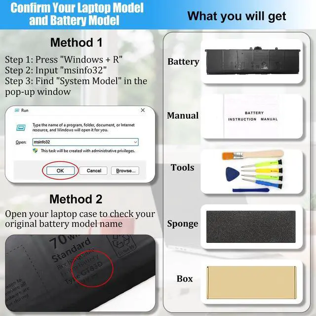 Alt view image 4 of 5 - GlottyBatt GT83D Battery Replacement for Dell XPS 14 9440 Series Laptop Battery 7T7DY N80X2 70Wh