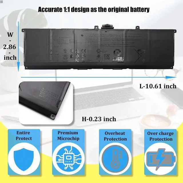 Alt view image 5 of 5 - GlottyBatt GT83D Battery Replacement for Dell XPS 14 9440 Series Laptop Battery 7T7DY N80X2 70Wh
