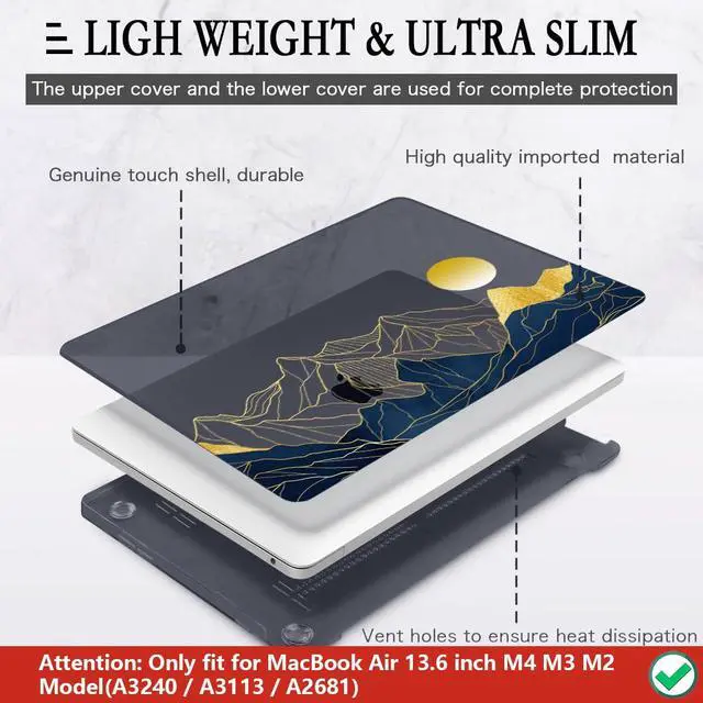 Alt view image 4 of 5 - CISSOOK Compatible with MacBook Air 13.6 Inch Case A3240 A3113 A2681, Laptop Hard Shell Mountain Sunshine Cover with Keyboard Cover for MacBook Air 13 M2 M3 M4 Release 2022 2024 2025