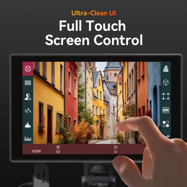 Alt view image 3 of 5 - Portkeys HD7T 7'' Camera Field Monitor 1000nit High Brightness Touchscreen Monitor with Professional Tools and Top Shortcut Keys Suitable for DSLR