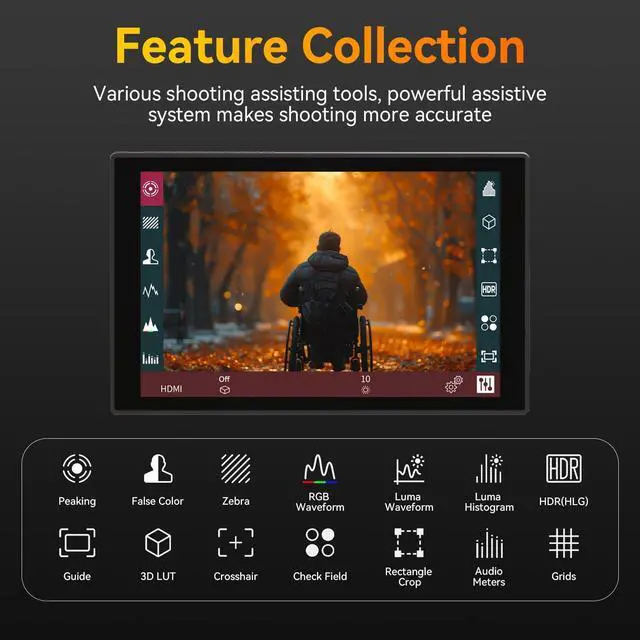 Alt view image 4 of 5 - Portkeys HD7T 7'' Camera Field Monitor 1000nit High Brightness Touchscreen Monitor with Professional Tools and Top Shortcut Keys Suitable for DSLR