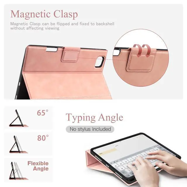 Alt view image 3 of 5 - Antbox for iPad Pro 11 Inch Case M5 2025/M4 2024, Premium Vegan Leather, Supports Pencil Pro and Pencil (USB-C), Auto Sleep/Wake Function, Built-in Pencil Holder (Pink)