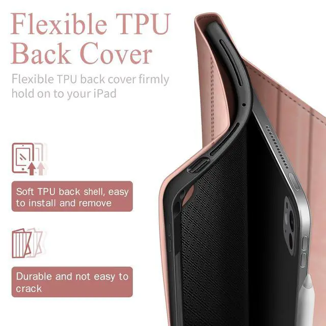 Alt view image 5 of 5 - Antbox for iPad Pro 11 Inch Case M5 2025/M4 2024, Premium Vegan Leather, Supports Pencil Pro and Pencil (USB-C), Auto Sleep/Wake Function, Built-in Pencil Holder (Pink)