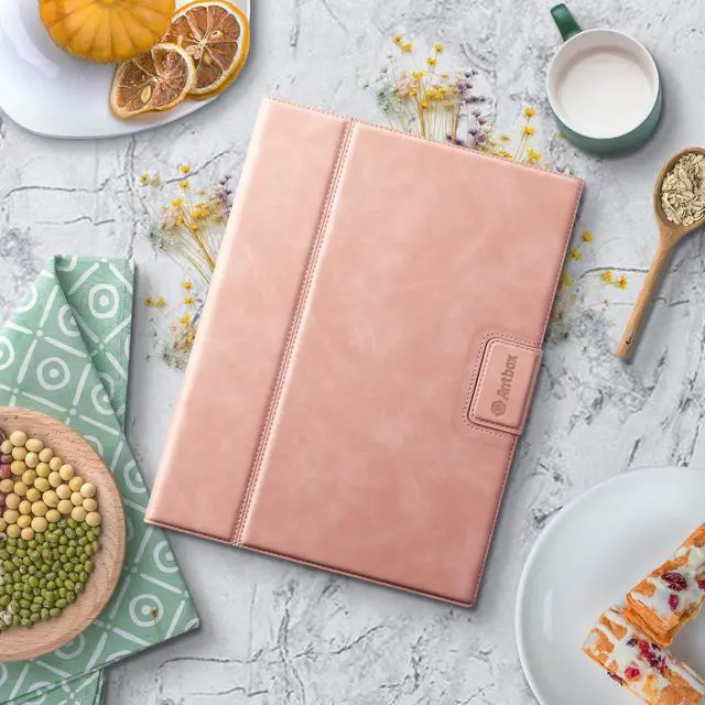 Alt view image 2 of 5 - Antbox for iPad Pro 11 Inch Case M5 2025/M4 2024, Premium Vegan Leather, Supports Pencil Pro and Pencil (USB-C), Auto Sleep/Wake Function, Built-in Pencil Holder (Pink)