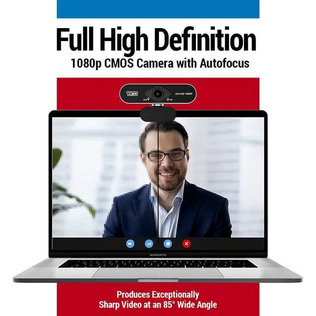 Alt view image 4 of 5 - Vidpro CM-HD 1080P Full HD Webcam with Built-in Microphone and Mini Tripod - Plug and Play 85-Degree FOV USB Webcam with Noise Canceling Filter Perfect for Video Calls Meetings Live Streaming Gaming