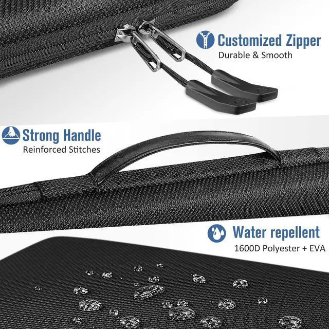 Alt view image 5 of 5 - FINPAC Hard Laptop and Tablet Sleeve Case for 13.6-inch MacBook Air M4 A3241 2025 M3 A3113 2024, 14-inch MacBook Pro M5/M4/M3 2025-2021, Laptop 13", Surface Pro 12", iPad, Shockproof Briefcase, Black