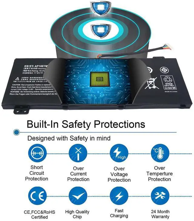 Alt view image 4 of 4 - AP18E7M AP18E8M Laptop Battery for Acer Nitro 5 AN515-54 AN517-51 Nitro 7 AN715-51 Predator Helios 300 PH317-53 PH315-52 PH317-52 Triton 300 PT315-51 AN515-55 AN515-44 AN515-43 Series Notebook