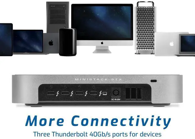Alt view image 4 of 5 - OWC 8TB (8.0TB HDD 7200 RPM Drive) miniStack STX, Upgradeable,Stackable Expansion Solution and Thunderbolt Hub/Mini Dock for Mac Studio, Mac mini and Other Devices. Silver