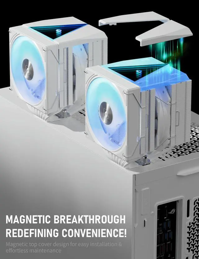 Alt view image 3 of 5 - upHere CPU Cooler Air,Dual Tower Cooler with 120mm ARGB PWM Fan,8 Heat Pipes for Intel LGA 1851/1700/2011/2066/115X,AM5/AM4/AM3,White,UE2 Elite TC8C