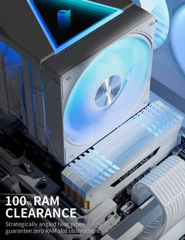 Alt view image 4 of 5 - upHere CPU Cooler Air,Dual Tower Cooler with 120mm ARGB PWM Fan,8 Heat Pipes for Intel LGA 1851/1700/2011/2066/115X,AM5/AM4/AM3,White,UE2 Elite TC8C