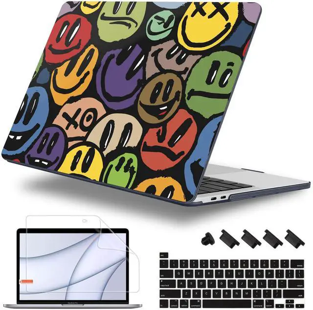 Main image of Lepeoac for MacBook Pro 16 inch Case 2019 2020 Release Model A2141, Plastic Hard Shell Cover with Keyboard Cover & Screen Protector for MacBook Pro 16 inch with Touch Bar & Touch ID, Happy Emoji