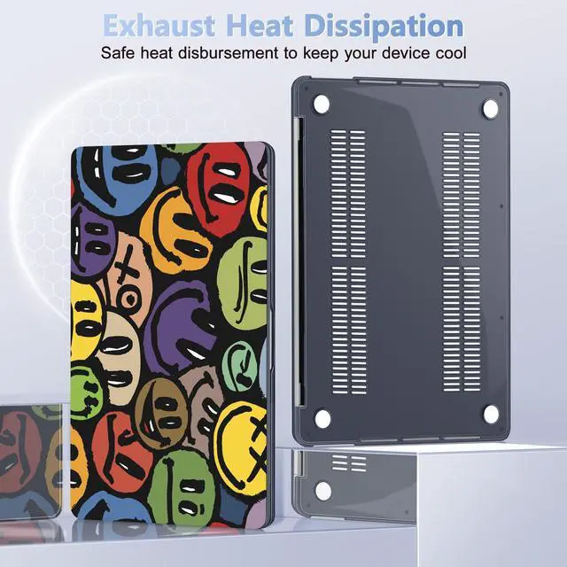 Alt view image 4 of 5 - Lepeoac for MacBook Pro 16 inch Case 2019 2020 Release Model A2141, Plastic Hard Shell Cover with Keyboard Cover & Screen Protector for MacBook Pro 16 inch with Touch Bar & Touch ID, Happy Emoji