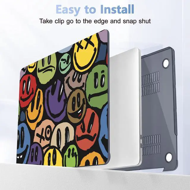 Alt view image 5 of 5 - Lepeoac for MacBook Pro 16 inch Case 2019 2020 Release Model A2141, Plastic Hard Shell Cover with Keyboard Cover & Screen Protector for MacBook Pro 16 inch with Touch Bar & Touch ID, Happy Emoji