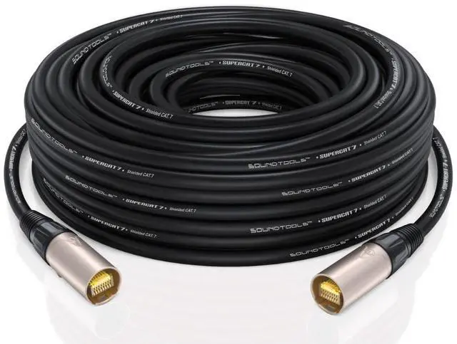 Main image of Sound Tools SuperCAT Professional Grade Shielded CAT5e etherCON Cable, Flexible Polyurethane Jacket, Neutrik Connectors (25 feet, Black)