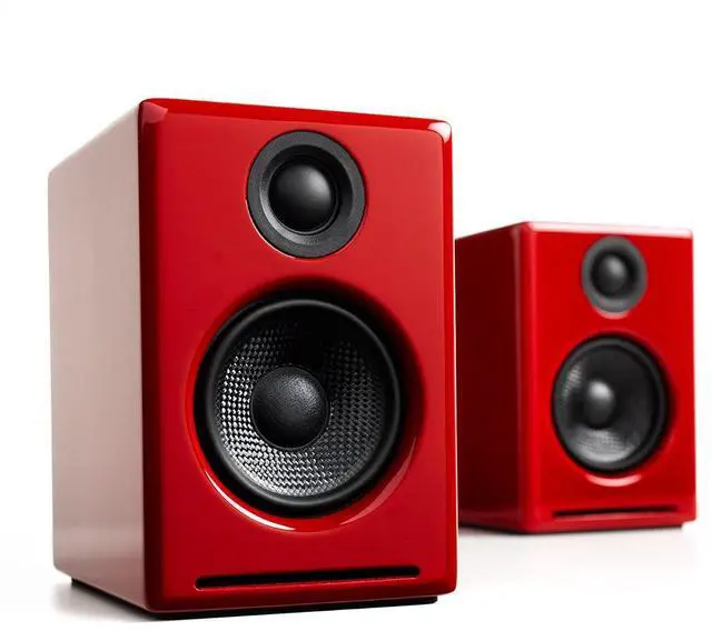 Alt view image 2 of 5 - Audioengine A2 Red Pc Speakers for Desktop and S6 Gray Subwoofer for Music Gaming Movies Studios Dorms Bedrooms Offices